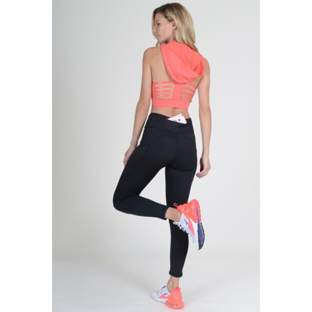 Women's High Waist Tech Pocket Workout Leggings BK - Picture 6 of 7